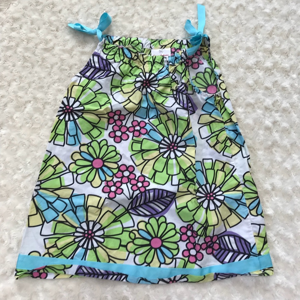 Hanna Andersson 90cm blue floral print dress 3t